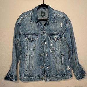 Wild Fable | 100% Cotton Denim Jean Jacket Coat Oversized Women XS Distressed